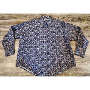 MunsingWear Men's XL Button Down Shirt 100% Cotton Hawaiian Palm Casual